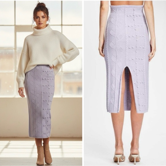NEW!!! ALICEMcCALL LAVENDER SONGBIRD SKIRT KnitMidi Pencil Sz 8